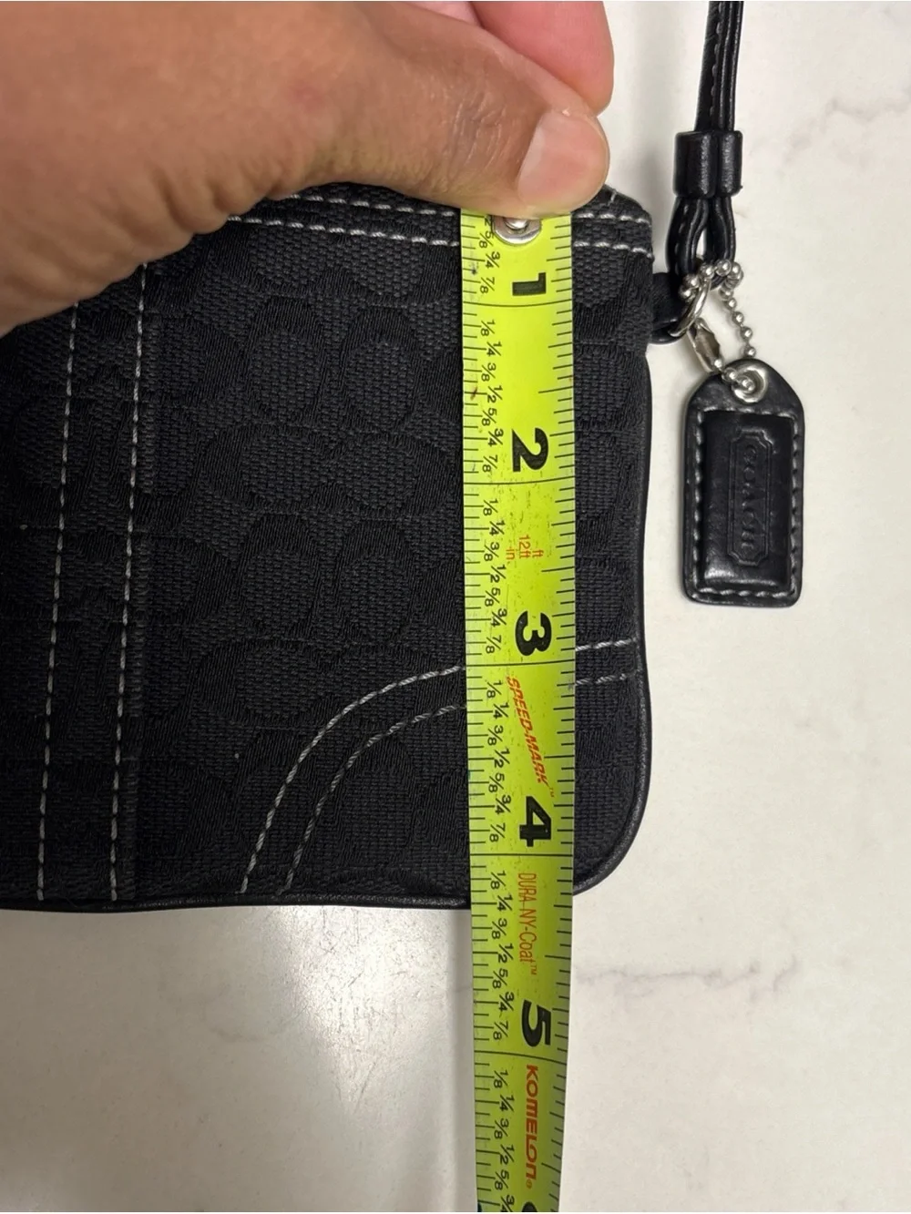Coach Black Wristlet Clutch with Contrast Stitching